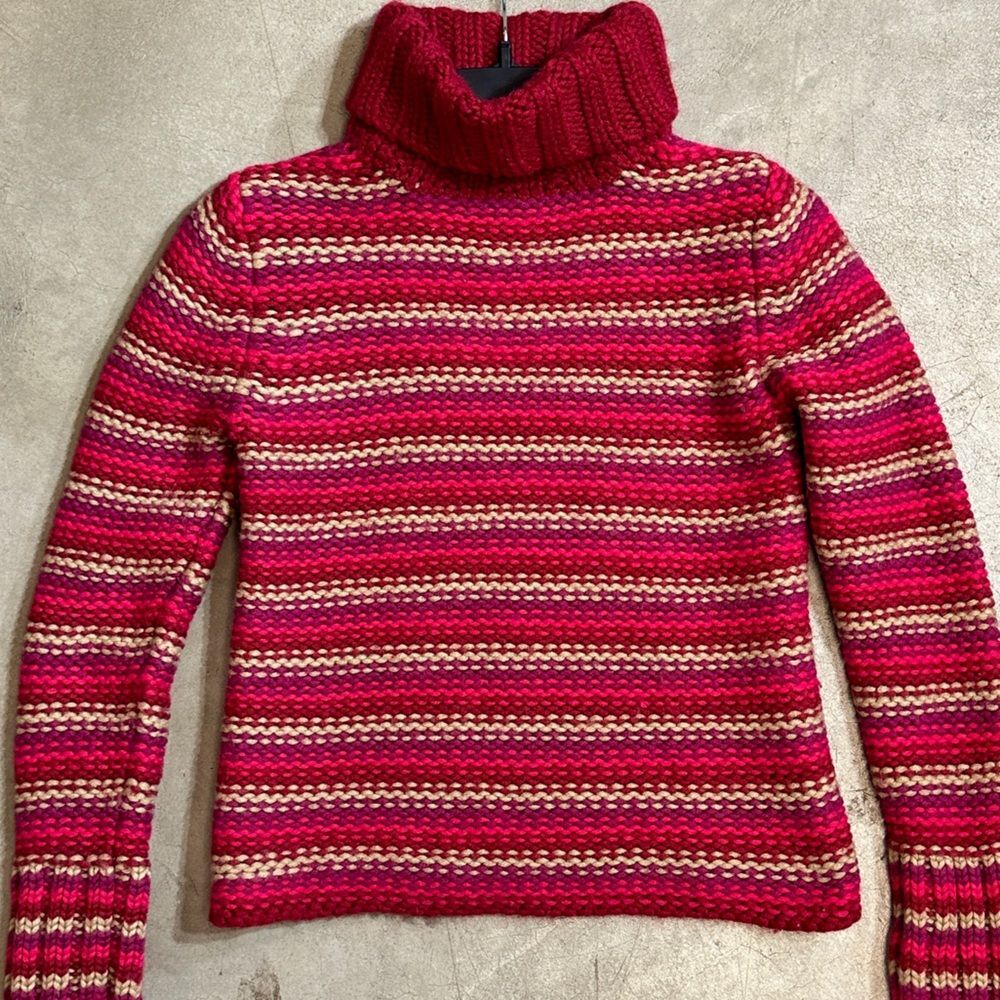 Y2k Gap striped turtleneck chunky knit sweater Womens XS Vintage Wool